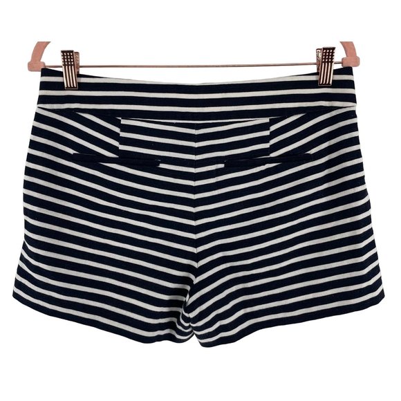 J. Crew Women's Size 6 Navy/White Striped Sailor Linen Blend Pleated Shorts - Picture 2 of 8